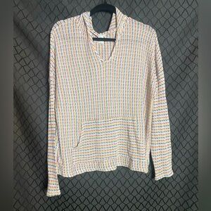 Paper Crane lightweight Hoodie - Waffle pattern, striped, v neck, Size L